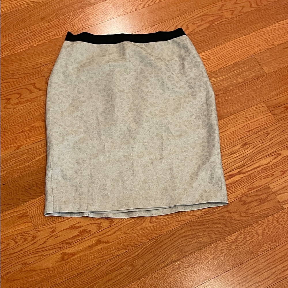 Ann Taylor Elegant Gray‎ Pencil Skirt with Black Waistband